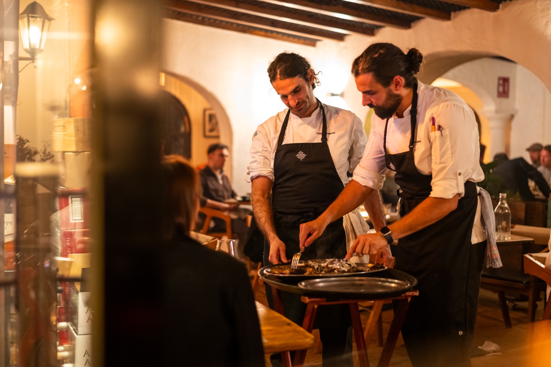 Jacques and Mathieu Lagarde working together in the Cascada kitchen